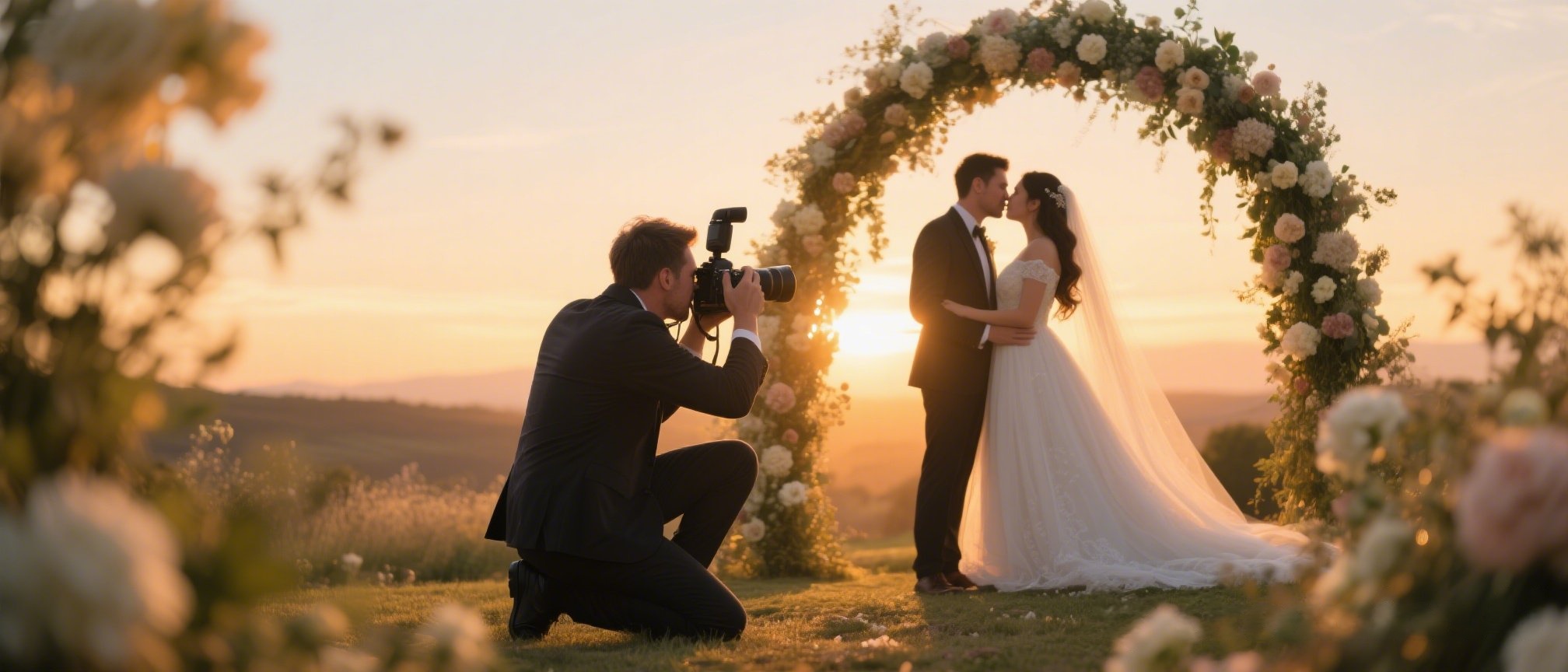 Wedding photographer capturing a moment